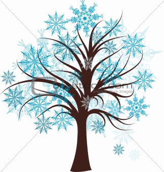 Decorative winter tree, vector