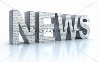 The word news. Isolated on white