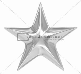 Silver star. Isolated on white