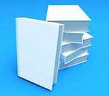 New white book presentation. Clean cover. Isolated on blue