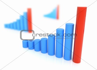 Three diagrams in Blue and red color. Isolated on white