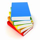 Five colored books. Isolated on white