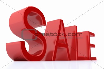 Red Sale word. Isolated on white