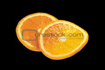 Sliced fresh orange isolated on black