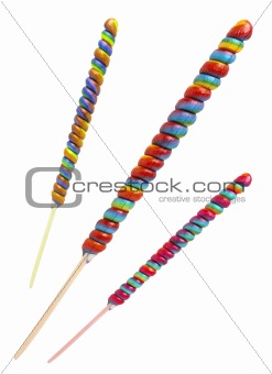 Colourful lollipops isolated on the white background