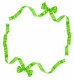 green ribbon bow frame with copy space for your text