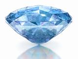 Blue diamond with soft edgesю 3D image isolated on black