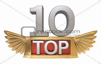 Top 10 concept, 3D. Isolated on white
