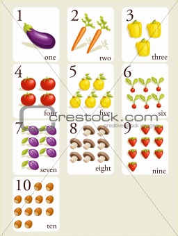 Fruits and vegetables  number cards