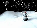 Snow man with a blue starry sky at the background  