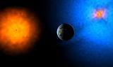 Strange planet of aliens in system of two suns