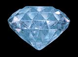 Blue diamond with soft edges. 3D image isolated on black