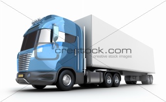 Modern truck with cargo container, isolated on white 3d image