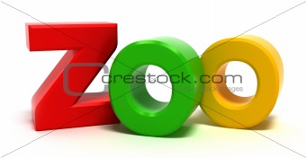 Word xoo with colourful letters. 3D concept. Isolated on white