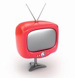 Red retro TV Set. Isolated on white background