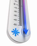 Thermometer : Temperature decline. Isolated on white
