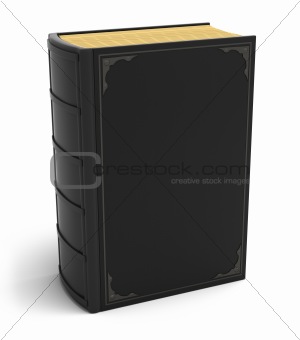 Old black book. Isolated on white
