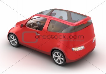 Compact Red Car 3D concept. My Own Design. Isolated on white