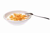 Bowl with corn flakes and milk