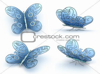 Steampunk Butterfly's on white background