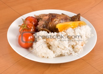 Rice with meat and vegetables