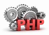 PHP Coding concept , 3D image. Isolated on white.