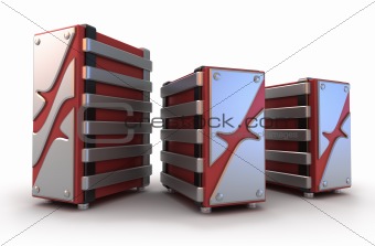 Intrnet Servers on white, 3D image. Isolated on white.