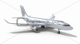 Airplane on white background. 3D image. My own design. Isolated on white.