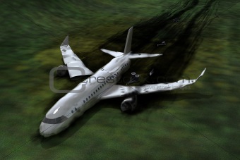 Airplane crash, 3d image