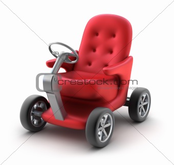 Small individual car. My Own Design. Isolated on white