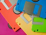 five color of old floppy disk