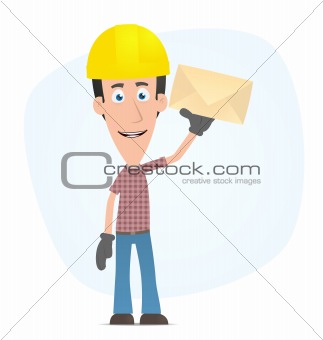 Builder standing with a letter