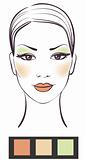Beauty girl face with makeup vector illustration