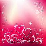 Abstract painted vector floral background, valentine's day elements