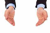 Businessman 's hand holding something and isolated on white background