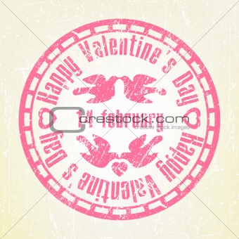 Pink grunge rubber stamp Valentine's Day. EPS 8