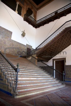 stairs at public Spain Square in Seville