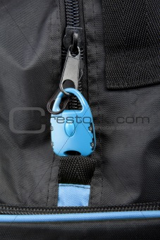 Blue lock on bag
