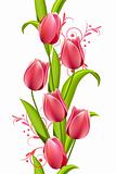 Vertical seamless pattern with tulips