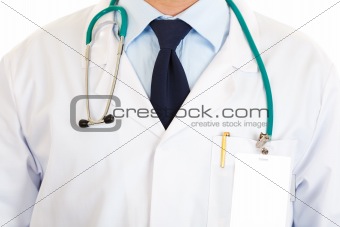 Medical doctor with stethoscope.  Close-up.
