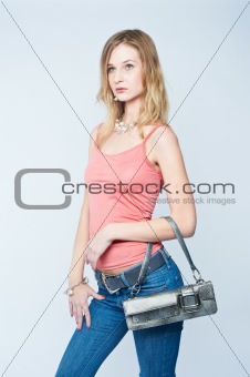 Beautiful woman with bag