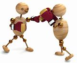 Boxing of two wood mans