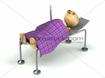 Wood man with flue in the bed