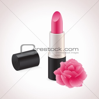Pink lipstick and rose