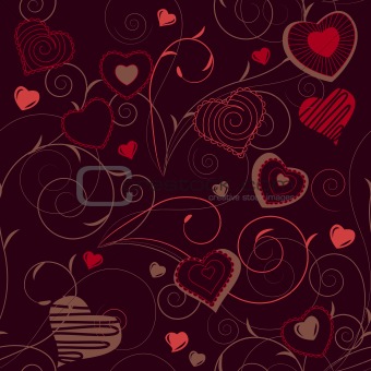 Seamless pattern with red contour shapes