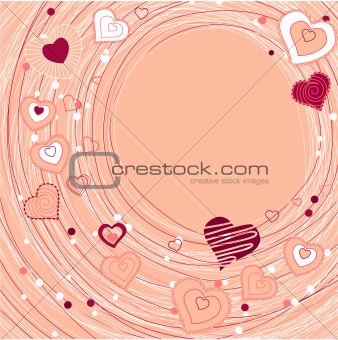 Contour red hearts on pastel background