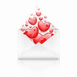 envelope with red hearts