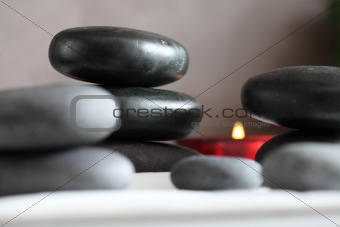 Gray and black stacked massage stones