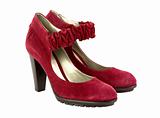 Red women suede high heel shoes