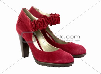 Red women suede high heel shoes